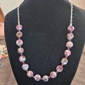 Handmade Purple Beaded Statement Necklace